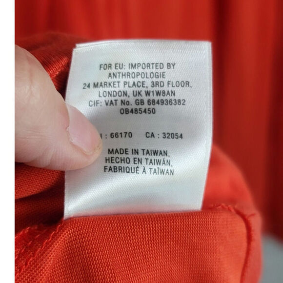 Maeve Anthropologie Abroad Sleeveless Trumpet Midi Dress in Red Orange, sz Med - Picture 10 of 13